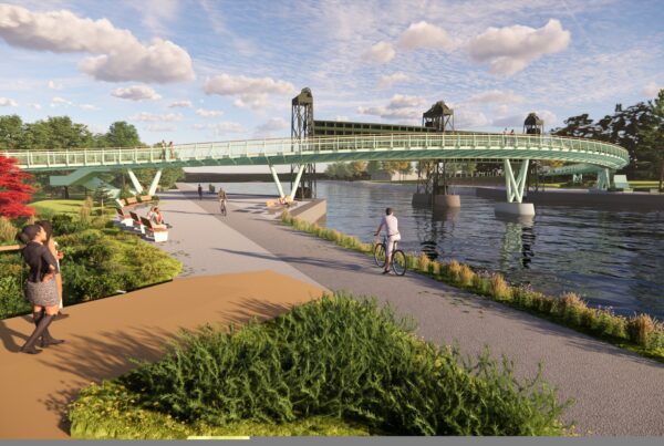 beautiful pedestrian bridge in brockport