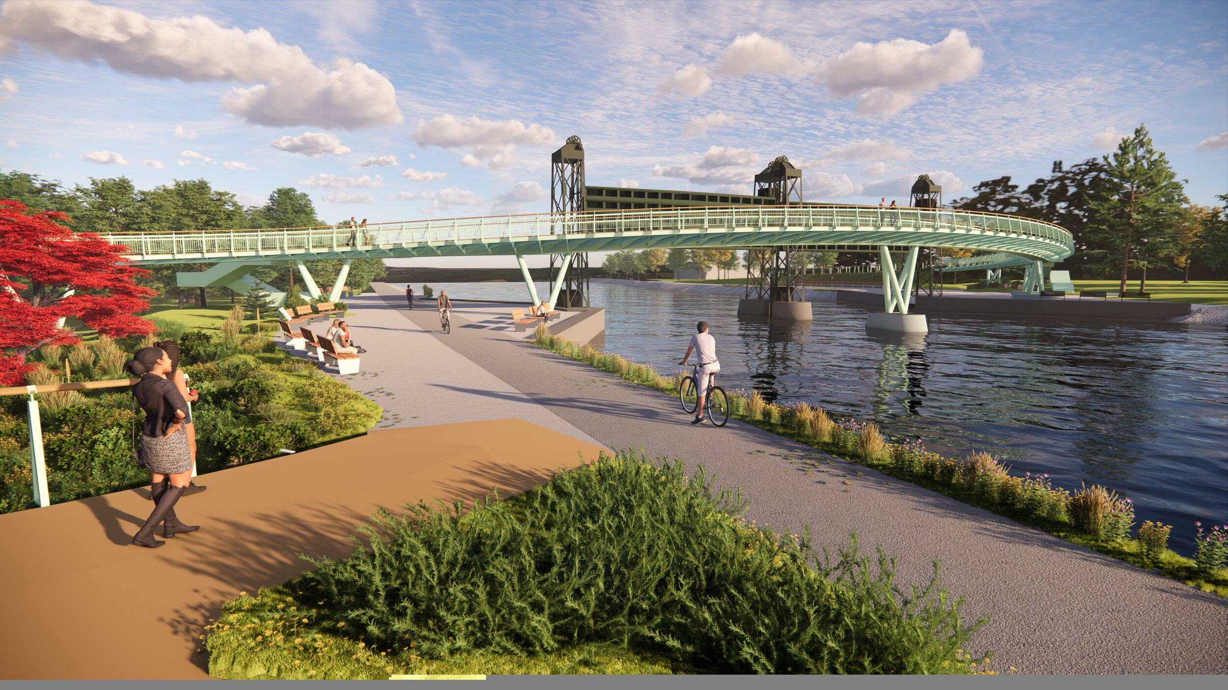 beautiful pedestrian bridge in brockport
