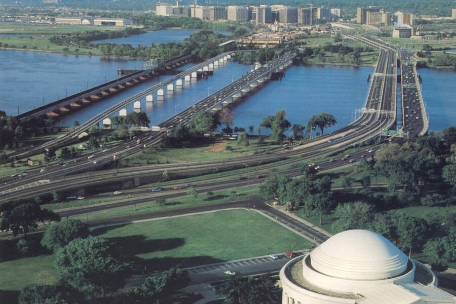 Long Bridge in DC with capital building